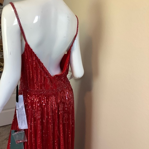 Mac Duggal 4961D Red Sequin Evening Gown - Picture 10 of 12